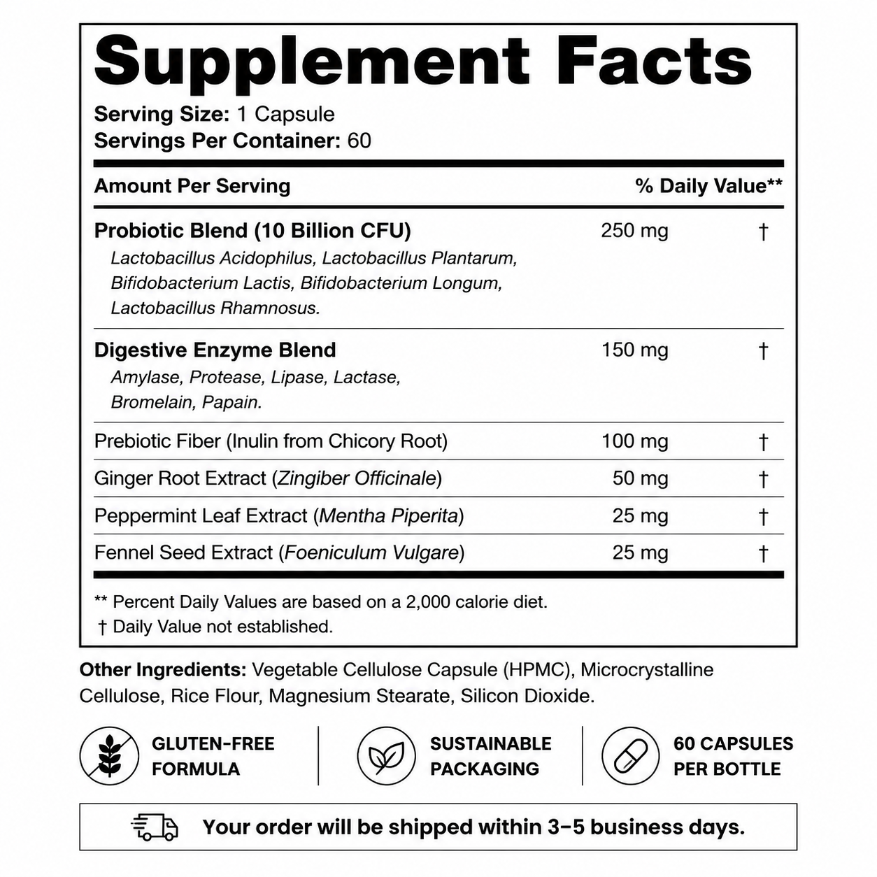 Mellow Digestive Support Capsules — Supplement Facts